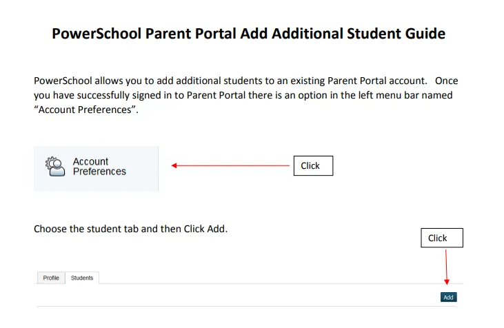 How do I add a second student to my account? Powerschool Parent Portal